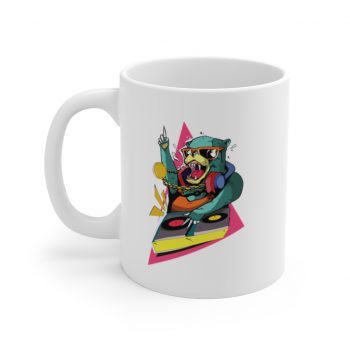 White Coffee Mug - DJ Bear Colorful