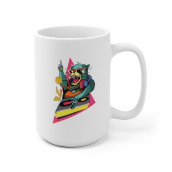 White Coffee Mug - DJ Bear Colorful