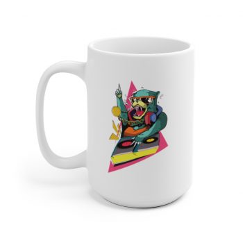 White Coffee Mug - DJ Bear Colorful