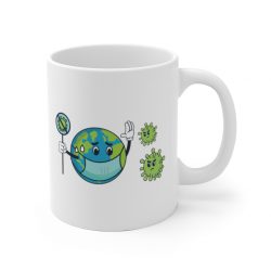 White Coffee Mug - Earth Face Mask Fighting Coronavirus Covid 19