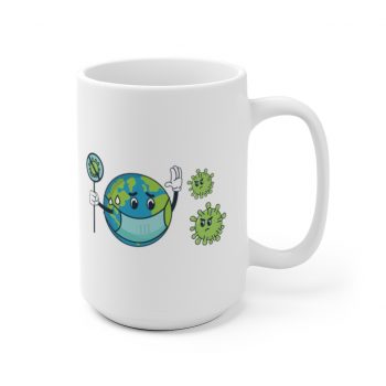 White Coffee Mug - Earth Face Mask Fighting Coronavirus Covid 19