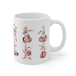 White Coffee Mug - Easter Bunny Easter Eggs