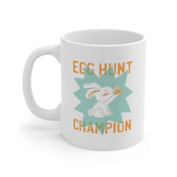 White Coffee Mug - Easter Egg Hunt Champion Bunny