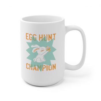 White Coffee Mug - Easter Egg Hunt Champion Bunny