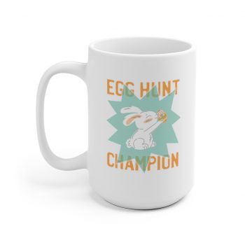 White Coffee Mug - Easter Egg Hunt Champion Bunny