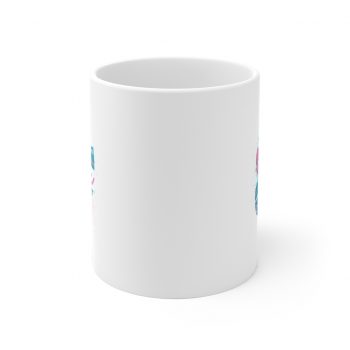 White Coffee Mug - Easter Eggs Spray Painted Blue Pink White