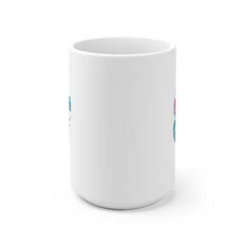 White Coffee Mug - Easter Eggs Spray Painted Blue Pink White