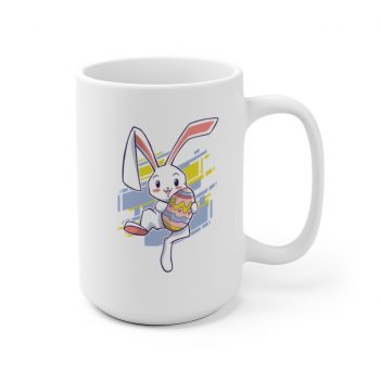 White Coffee Mug - Easter Rabbit Egg Bunny