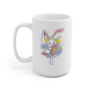 White Coffee Mug - Easter Rabbit Egg Bunny