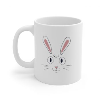 White Coffee Mug - Easter Rabbit Face Bunny Ears