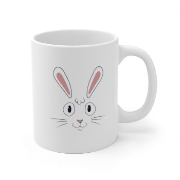 White Coffee Mug - Easter Rabbit Face Bunny Ears