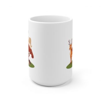 White Coffee Mug - Forest Animals Fox Deer Moose Possum