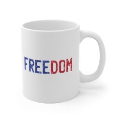 White Coffee Mug - Freedom USA Red White Blue