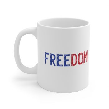 White Coffee Mug - Freedom USA Red White Blue