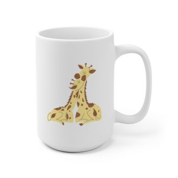 White Coffee Mug - Giraffe Mom and Baby