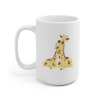 White Coffee Mug - Giraffe Mom and Baby