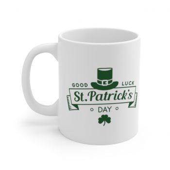 White Coffee Mug - Good Luck St Patricks Day Green Leprechaun Hat