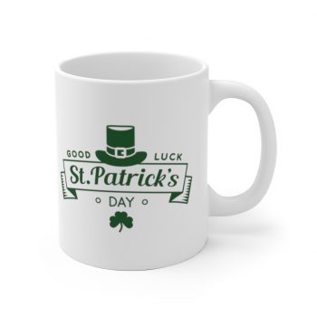 White Coffee Mug - Good Luck St Patricks Day Green Leprechaun Hat