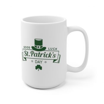 White Coffee Mug - Good Luck St Patricks Day Green Leprechaun Hat