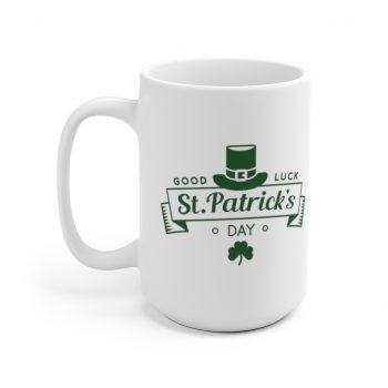 White Coffee Mug - Good Luck St Patricks Day Green Leprechaun Hat