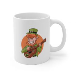 White Coffee Mug - Guitarist Leprechaun St Partrick's Day