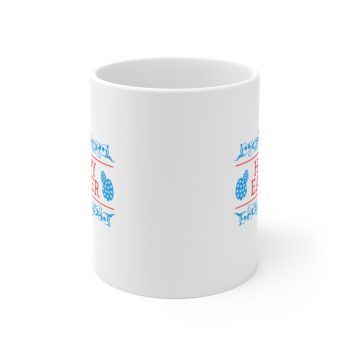 White Coffee Mug - Happy Easter Eggs Red Blue