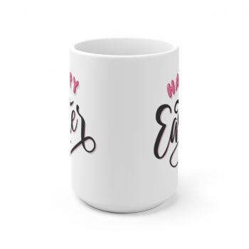 White Coffee Mug - Happy Easter Pink Black