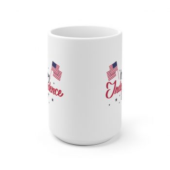 White Coffee Mug - Happy Independence Day Flag Stars USA