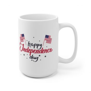 White Coffee Mug - Happy Independence Day Flag Stars USA