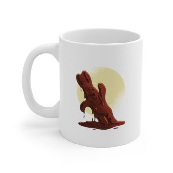 White Coffee Mug - Melting Chocolate Easter Bunny