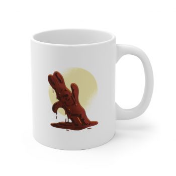 White Coffee Mug - Melting Chocolate Easter Bunny