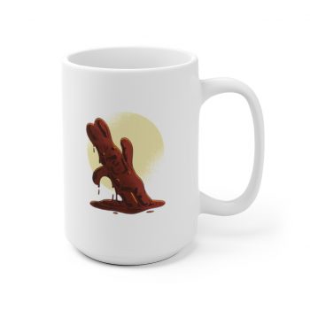 White Coffee Mug - Melting Chocolate Easter Bunny