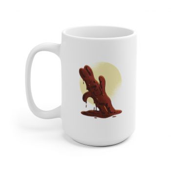 White Coffee Mug - Melting Chocolate Easter Bunny