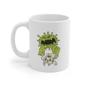 White Coffee Mug - Monster Coronavirus Toilet Paper