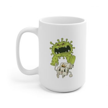 White Coffee Mug - Monster Coronavirus Toilet Paper