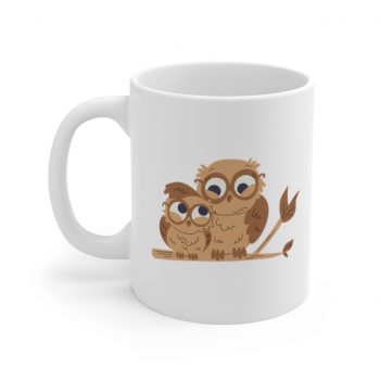 White Coffee Mug - Owl Mom and Baby