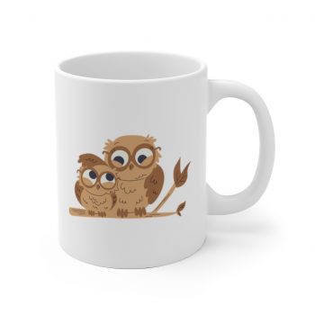 White Coffee Mug - Owl Mom and Baby