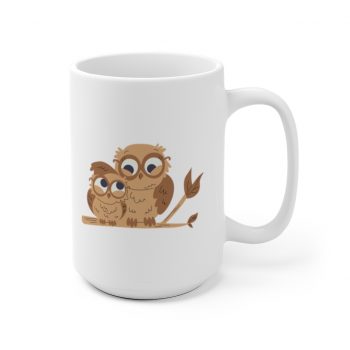 White Coffee Mug - Owl Mom and Baby