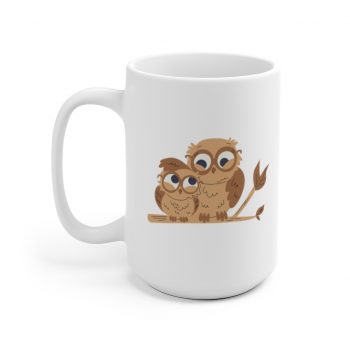 White Coffee Mug - Owl Mom and Baby