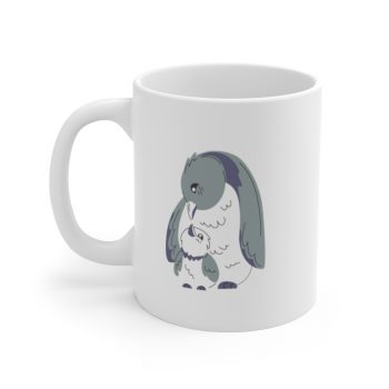 White Coffee Mug - Penguin Mom and Baby