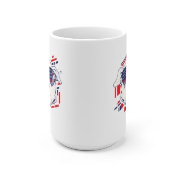 White Coffee Mug - Pitbull Pit bull USA American Flag