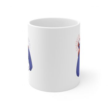 White Coffee Mug - Ragnar Dog American Puppy 4th July Hat