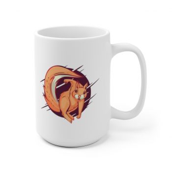 White Coffee Mug - Scrappy Squirrel Animal