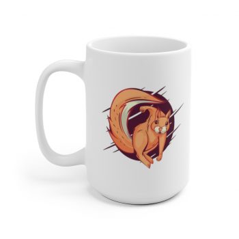 White Coffee Mug - Scrappy Squirrel Animal