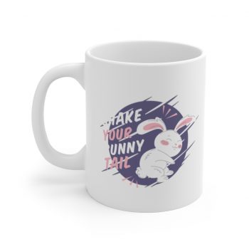 White Coffee Mug - Shake Your Bunny Tail Easter Rabbit