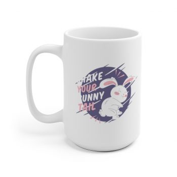 White Coffee Mug - Shake Your Bunny Tail Easter Rabbit