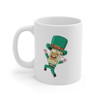 White Coffee Mug - St Patrick's Day Leprechaun Beer Stein Cartoon