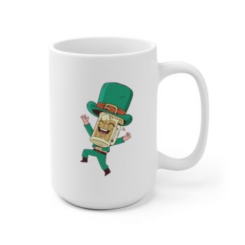 White Coffee Mug - St Patrick's Day Leprechaun Beer Stein Cartoon