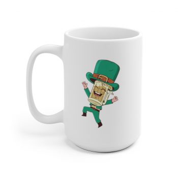 White Coffee Mug - St Patrick's Day Leprechaun Beer Stein Cartoon