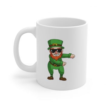 White Coffee Mug - St Patricks Day Leprechaun Floss Dancing